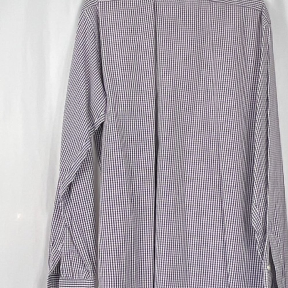 Saks Fifth Avenue Purple Plaid Mens Dress Shirt, Size: 16 1/2 /42 - Picture 3 of 4